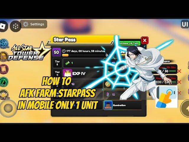 How To Afk Farm StarPass In Mobile Only 1 Unit | All Star Tower Defense|