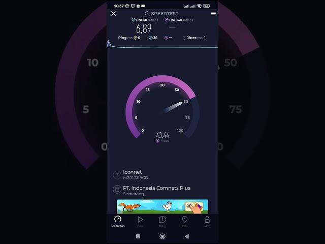 speed Iconnet pada jam sibuk setelah 1 bulan pemasangan dengan 4 device tersambung