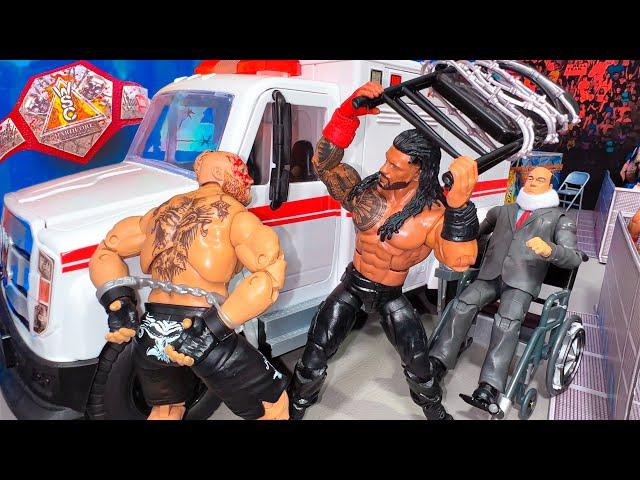 Roman Reigns vs Brock Lesnar - Ambulance Action Figure Match! Hardcore Championship!