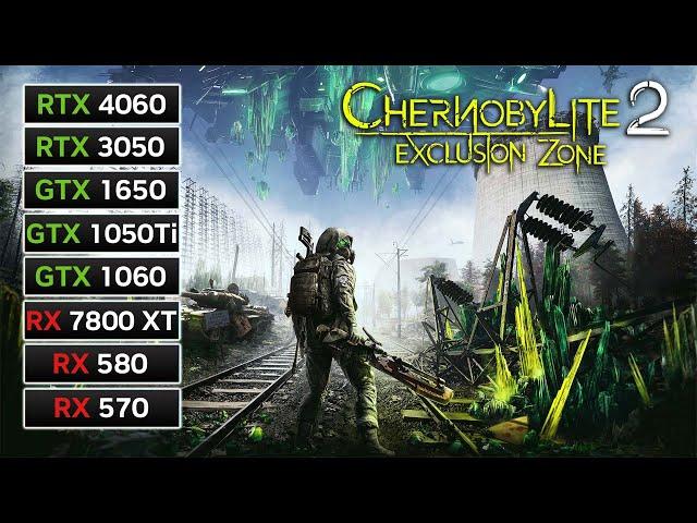 8 GPUs | Chernobylite 2: Exclusion Zone | RX 7800 XT, RX 580, RX 570, RTX 4060, RTX 3050, GTX 1060