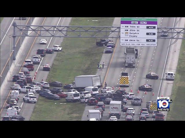 Traffic nightmare unfolds on I-75 in northern Mami-Dade