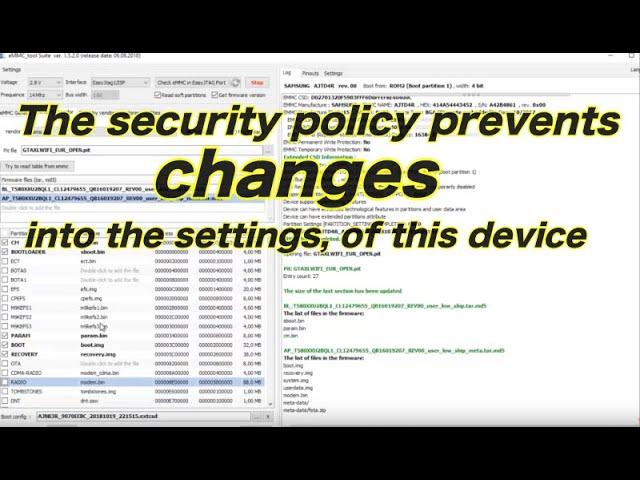The security policy prevents changes, into the  settings, of this device