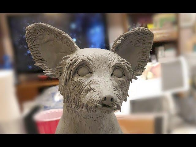 Making An Animal - Dog In Wet Clay. Sculpture By Artsy Soul Edrian Thomidis