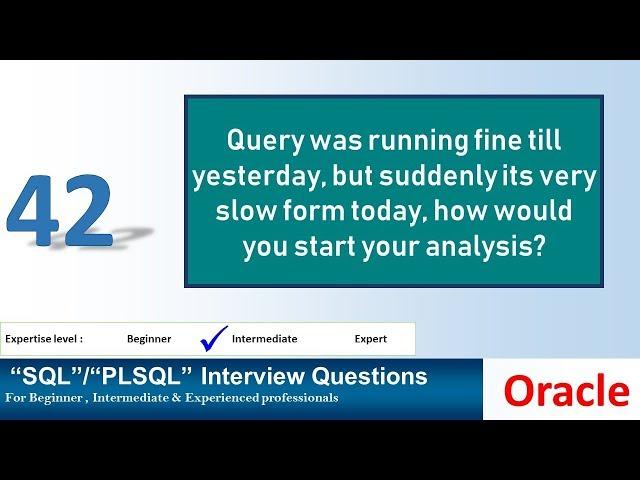 Oracle PL SQL interview question Query was running fine yesterday but its very slow today | Tuning