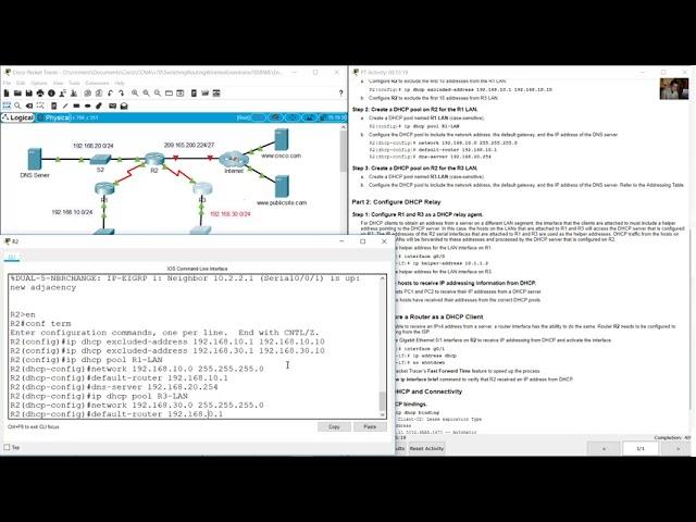 7.2.10 Packet Tracer - Configure DHCPv4