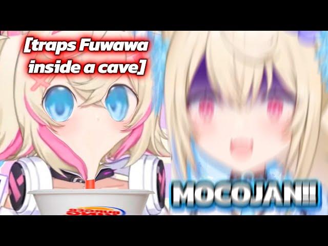 Mococo finally got her revenge and pulled a prank on Fuwawa in Minecraft