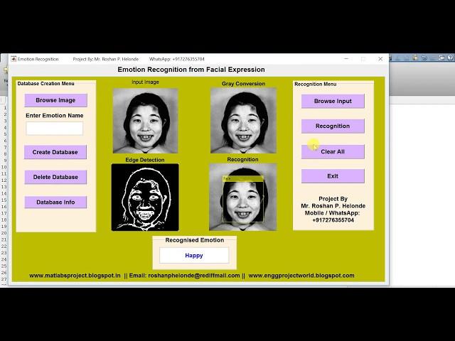 Matlab Code for Facial Expression Recognition using Image Processing