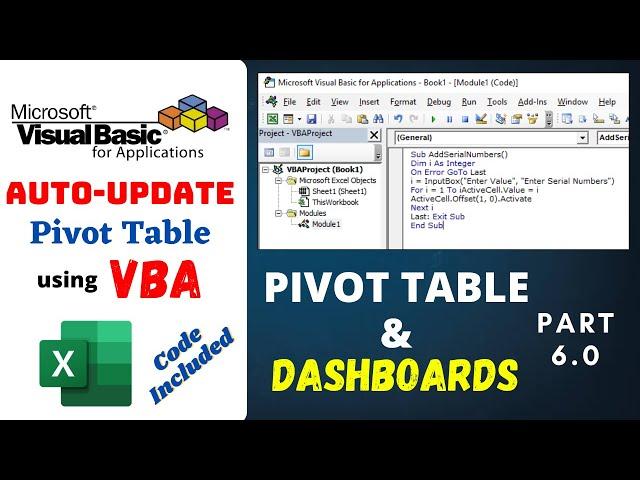 Automatically update Pivot Table when source data changes using VBA | Excel Pivot Table Tricks |