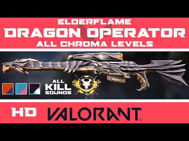 Elderflame Operator VALORANT Dragon Skin | All CHROMA COLORS + Buddy | AWP Skins HD Showcase