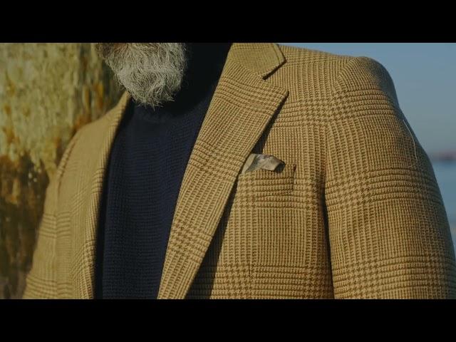 Bespoke tweed jacket with navy blue Submariner jumper