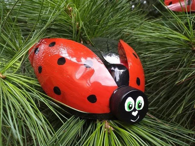 Ladybug from a plastic bottle / DIY for decorating the yard, garden