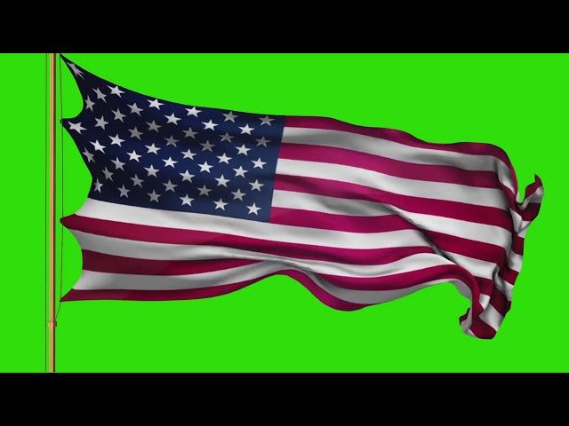 (Free video) American Flag Waving Green screen chroma key