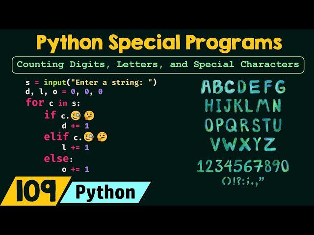 Python Special Programs - Counting Digits, Letters, and Special Characters