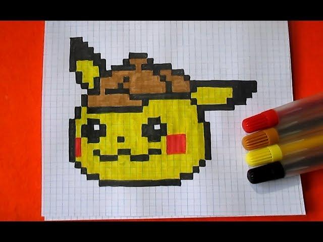 Как рисовать Детектива Пикачу по клеточкам в тетради Pixel Art Pikach How to Draw