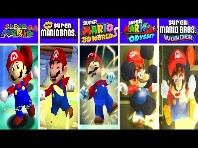 Evolution of Mario electric shock Dying and Game Over Screens in Super Mario Games (1985-2025)