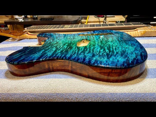 Burmuda Burst Custom Guitar Finish in Final Buff Ready for Neck, Metal, Magnets and Wires