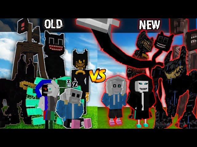 Old vs new! Cartoon cat v1 vs Cartoon cat v3, Beast Bendy, Sirenhead v3, Sans v3.3, Xans v4...