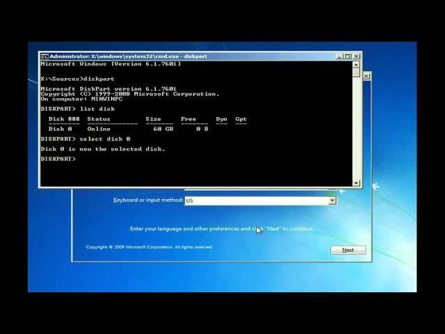 How to Initialize hard drive in Windows 7 setup