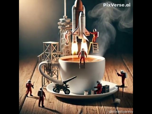  Miniature Astronauts Launch a Rocket from a Coffee Cup!  #ViralShorts #aiart #astronaut