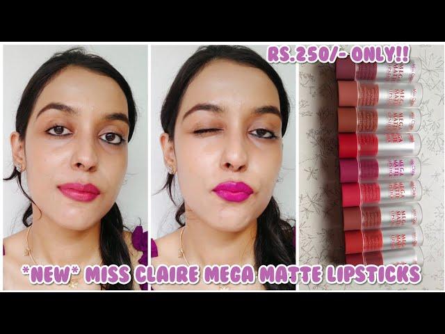 *NEW* MISS CLAIRE MEGA MATTE LIPSTICK I QUICK REVIEW + SWATCHES I SHREYA JAIN #reelswatches