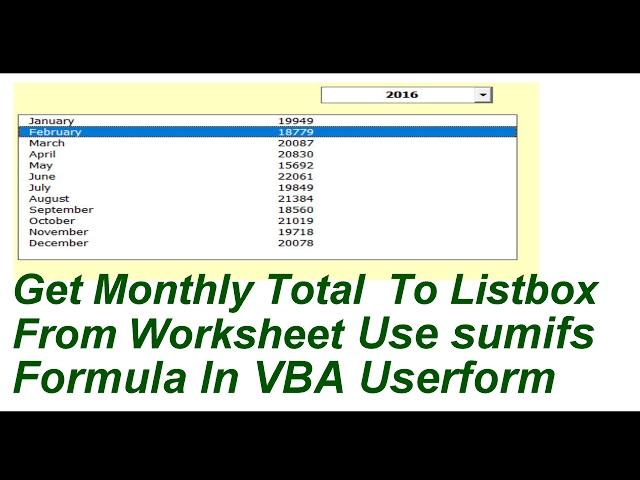 Listbox Get sum Monthly total from Worksheet Excell VBA