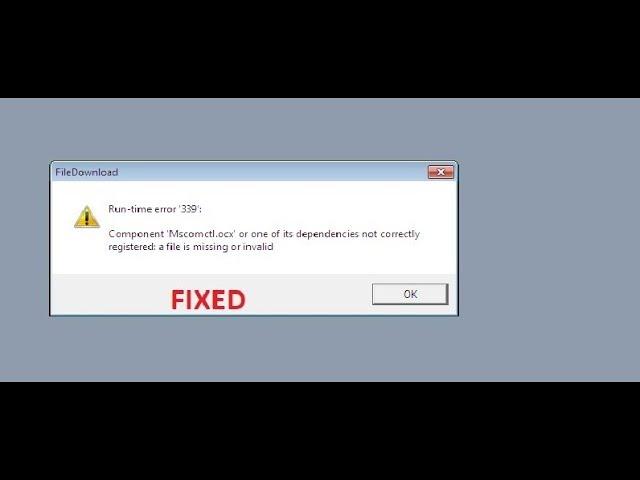 How To Fix Run-time error '339': Component 'Mscomctl.ocx'