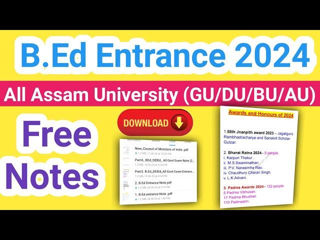 Assam BEd entrance free notes pdf download