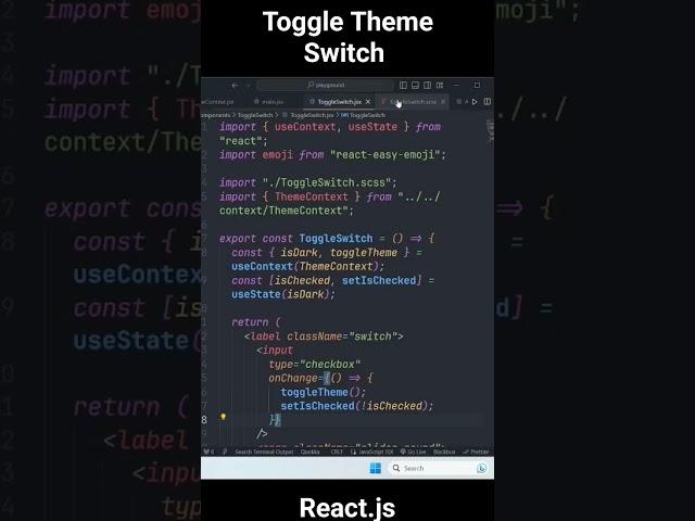 Toggle theme switch with React.js #react #toggle #switch #themes