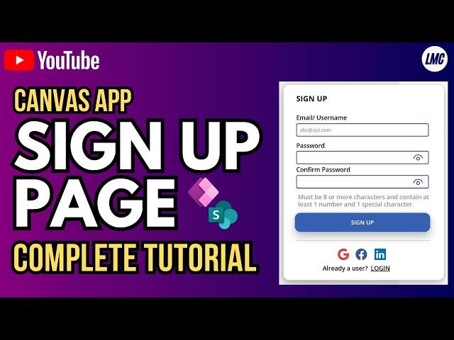 Canvas App: Registration/ Sign up page Complete Tutorial (UI, Functionality, Database)