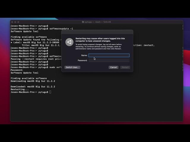 Mac OS Terminal - softwareupdate