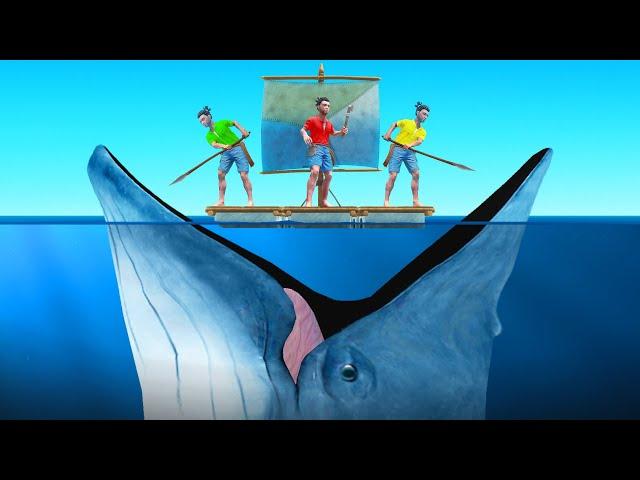 STRANDED In The OCEAN With A GIANT WHALE! (Raft Survival)