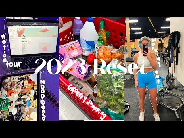 2023 RESET -yearly reset- |notion tour +tutorial, working out, 2023 goals, grocery shopping|