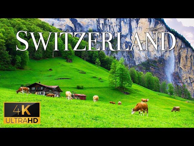 FLYING OVER SWITZERLAND (4K Video UHD) - Relaxing Music With Beautiful Nature Film For Stress Relief