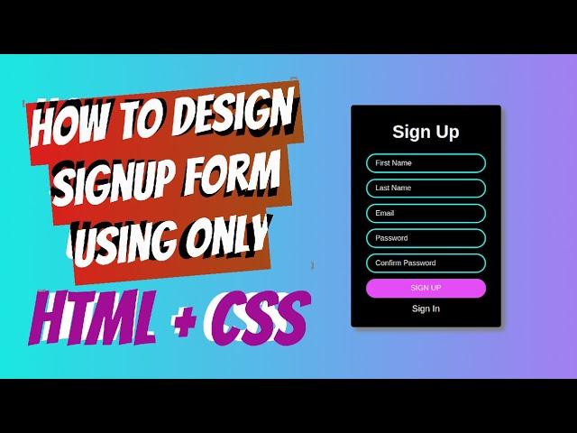 Dark Sign Up Form Design Using HTML and CSS [NoobCode]