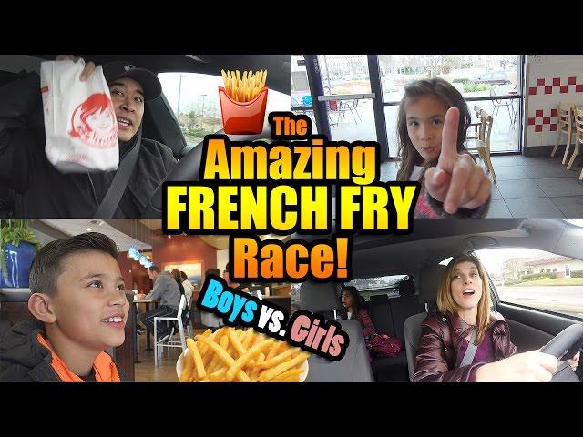 The Amazing FRENCH FRY Race!!! BOYS vs. GIRLS Challenge!