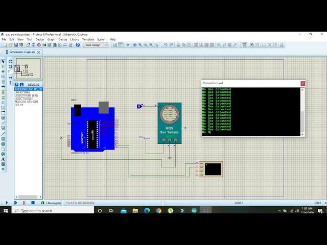 gas sensor with arduino in proteus | simulation of gas sensor module with arduino in proteus