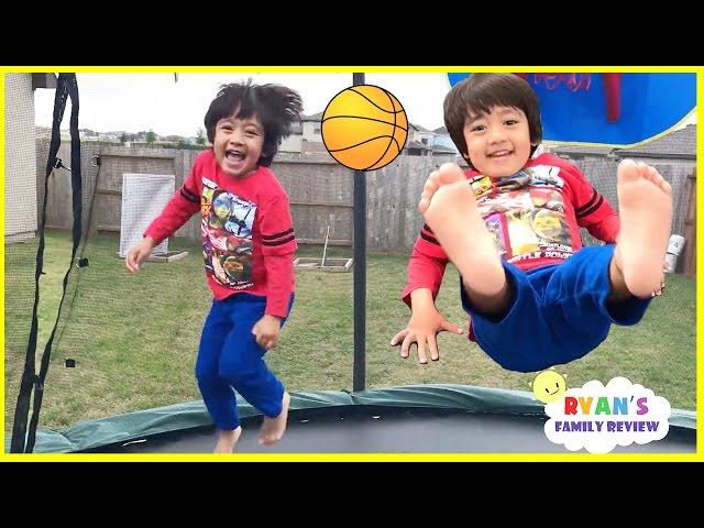 Kids First Time Surprise Giant Trampoline Family Fun Playtime with Ryan's Family review!