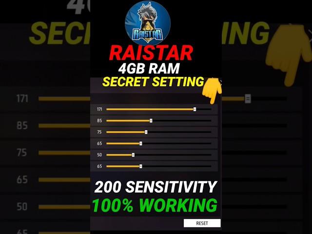 Raistar Secret Sensitivity Setting || 4gb Ram Auto Headshot Sensitivity Settings In Free Fire