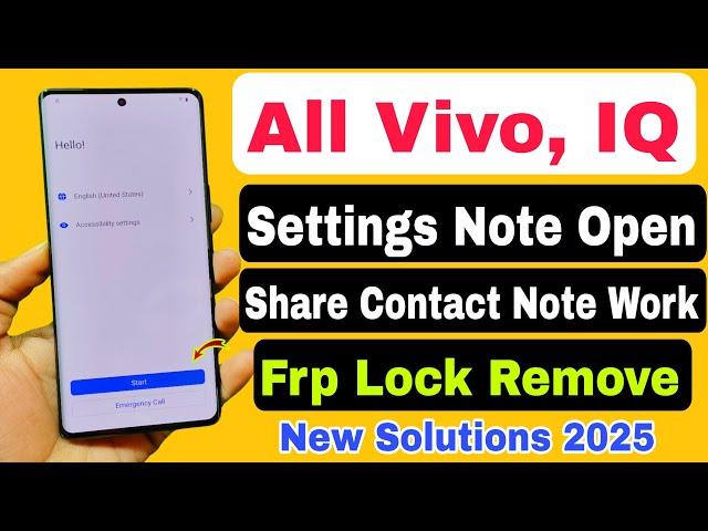 All Vivo, IQ Share Contact Note Work FRP Bypass Android 14 | Settings Note Open | Vivo Frp Unlock