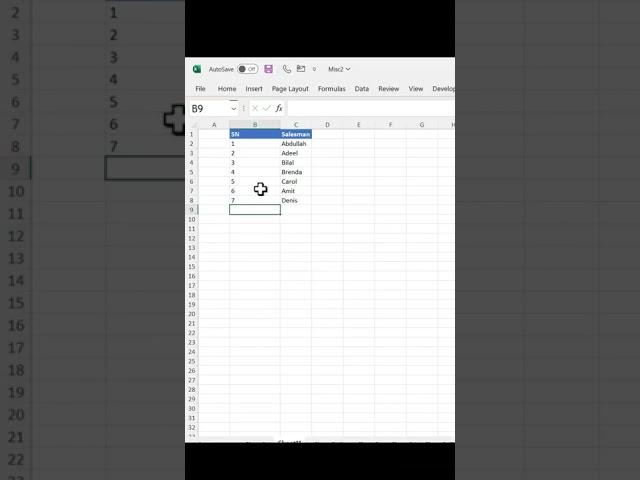 Automatic serial Numbers in Excel