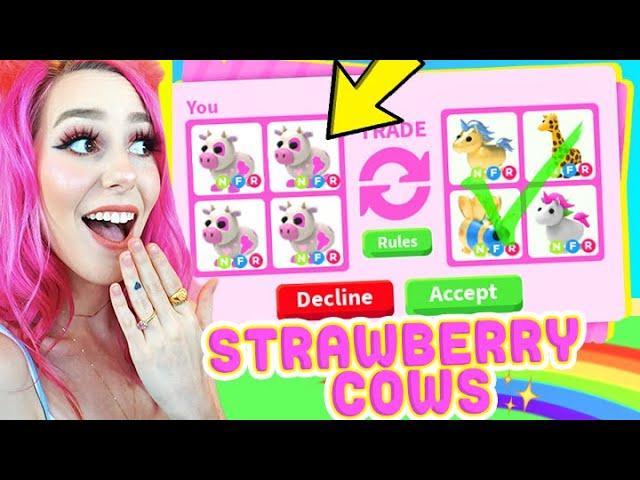 Trading Only NEW STRAWBERRY COWS in Adopt Me! Roblox Adopt Me Pet Trading