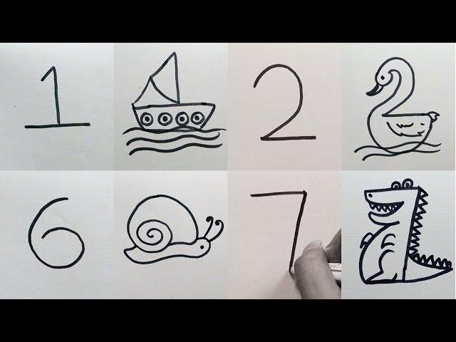 How to Draw Anything from Numbers | Easy 9 Drawing from Numbers for Kids 1-9