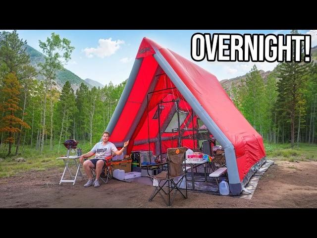 Overnight in Inflatable A-Frame Cabin!