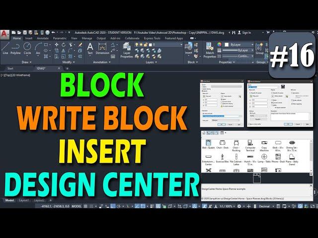 #16 | Block, Write-Block, Insert Block, Design Center in AutoCAD @DeepakVerma_dp