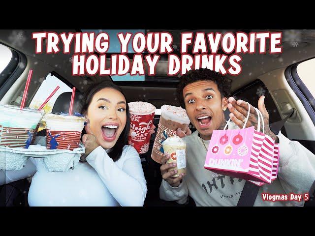 TRYING YOUR FAVORITE HOLIDAY DRINKS! | VLOGMAS DAY 5