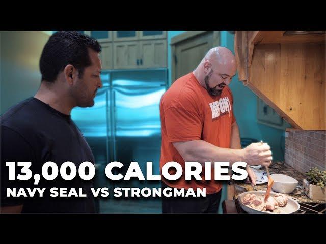 FULL DAY OF EATING (13,000 CALORIES) | NAVY SEAL VS STRONGMAN