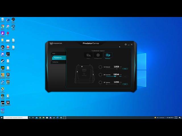 How to control Acer fans by Predator Sense config edit