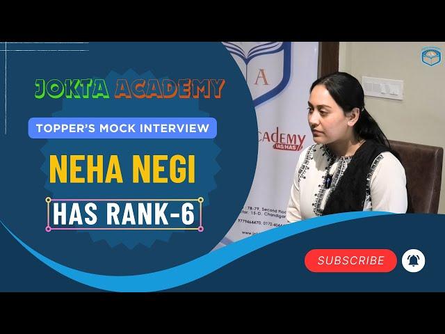 HAS RANK 6 SDM Interview | Neha Negi | HPAS Mock Interview | HPAS Topper | Jokta Academy | HPAS 2022