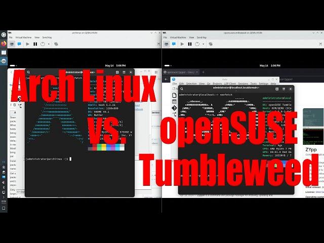 Arch Linux vs. openSUSE Tumbleweed - how to install and use tutorial - May 2024 - ae171018