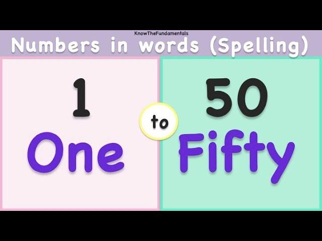 One to Fifty spelling in english | Numbers spelling 1-50 | Learn numbers 1 to 50 in words | Count 50